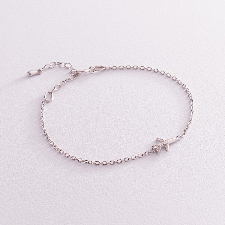 Серебряный браслет "Самолет" с фианитами 3184307401 от ювелирного магазина Оникс