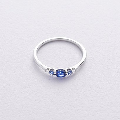 Золотое кольцо с бриллиантами и сапфирами кб0566lg №5