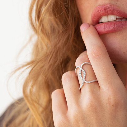 Каблучка в білому золоті з діамантами 197550ch №4