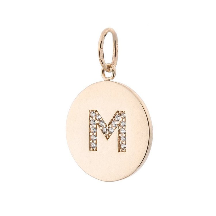 Золота підвіска з літерою "М" (фіаніти) п01546м від ювелірного магазину Онікс