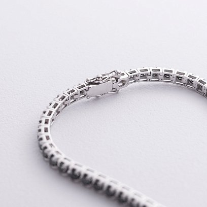 Браслет Теннис в белом золоте с черными бриллиантами 542531222 №5