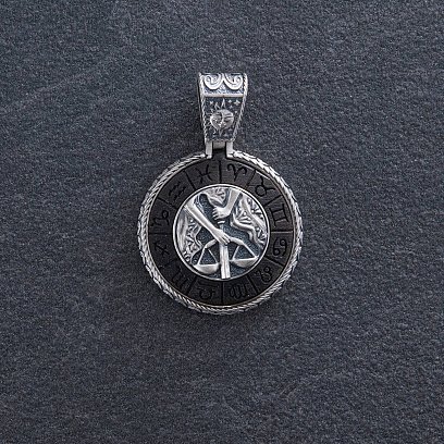 Серебряный кулон "Знак зодиака Весы" с эбеном 1041терези