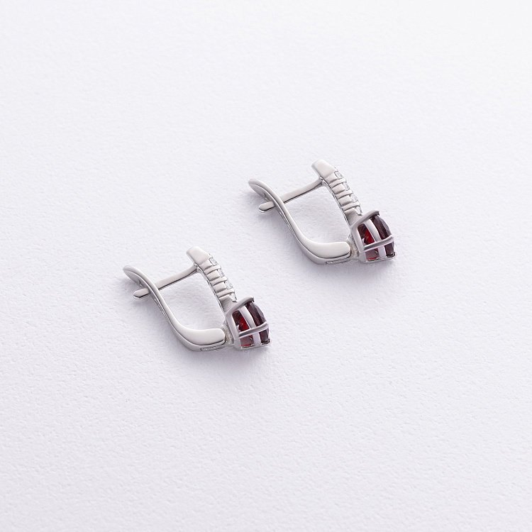 Срібні сережки з піропами і фіанітами 2521/1р-GARN від ювелірного магазину Онікс - 2