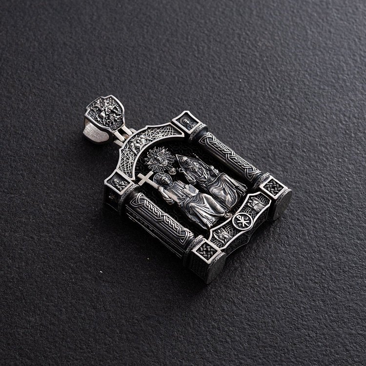 Серебряный кулон "Николай Чудотворец. Святая Троица" (эбеновое дерево) 1463 от ювелирного магазина Оникс - 4