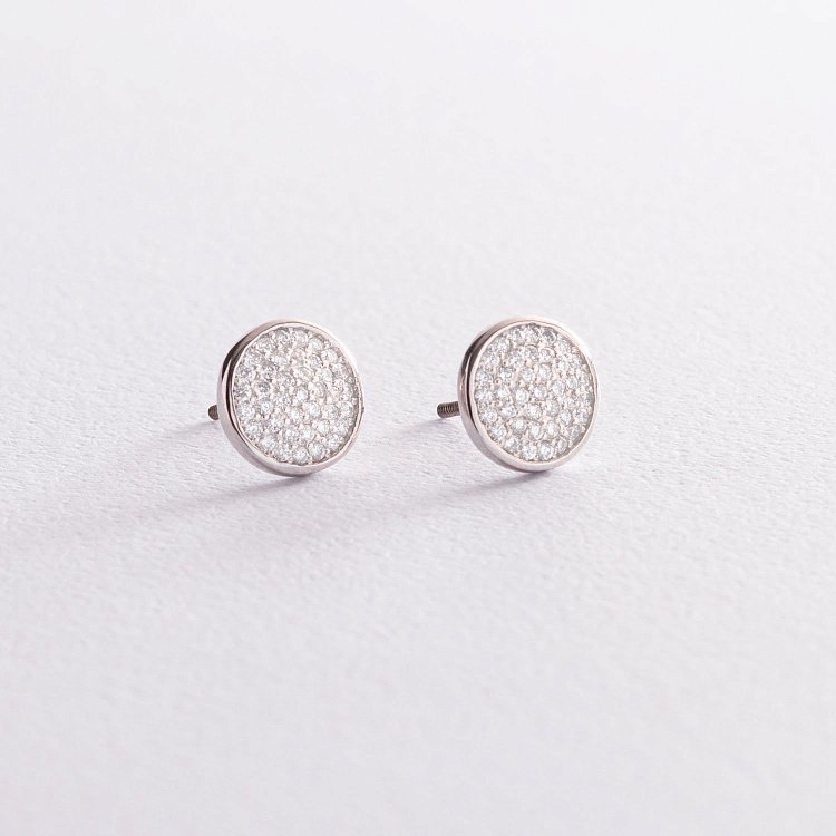 Золотые серьги - пусеты с бриллиантами 102-10068/2 от ювелирного магазина Оникс