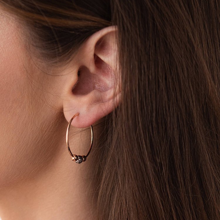 Золотые серьги - кольца с шариками с07785 от ювелирного магазина Оникс - 5