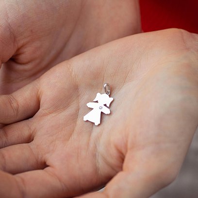 Золотой кулон "Девочка" с бриллиантом 138021121 №2