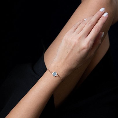 Браслет "Клевер" в красном золоте (оникс) б04554 №2