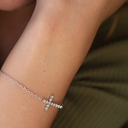 Золотий браслет "Хрестик" з діамантами бб0033cha №6