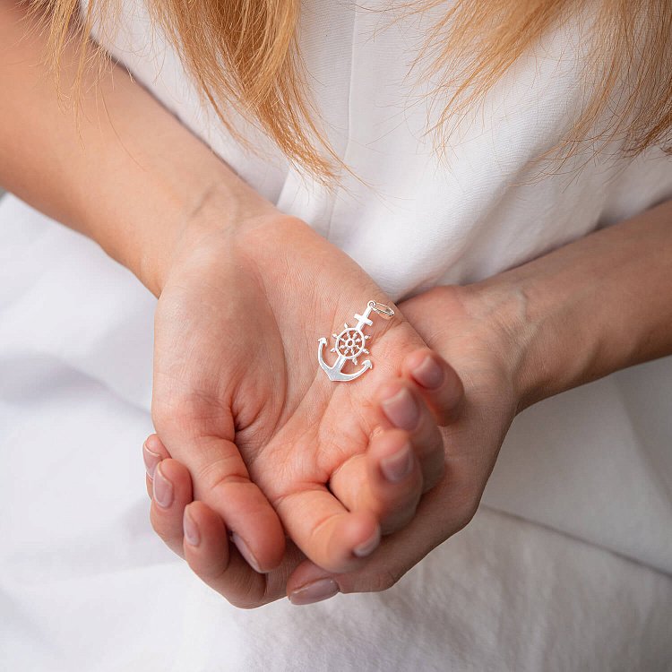 Серебряный кулон Якорь 132496 от ювелирного магазина Оникс - 2