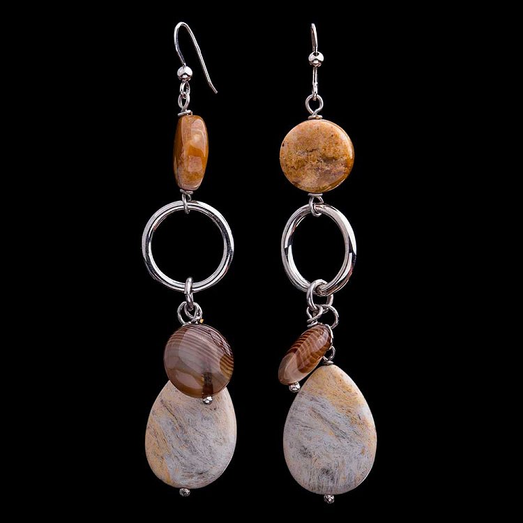 Сережки з агатом 184с9 - 2 Сережки з агатом 184с9 від ювелірного магазину Онікс - 2