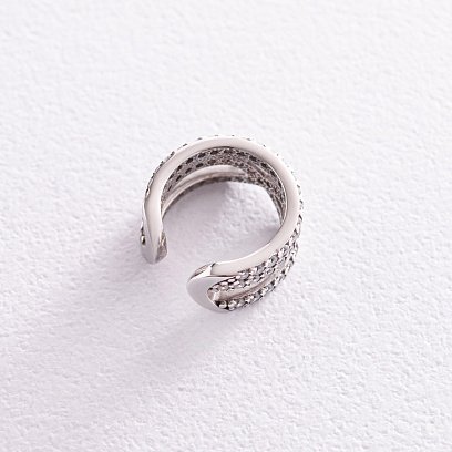 Серебряная серьга - каффа с фианитами 40023 №4