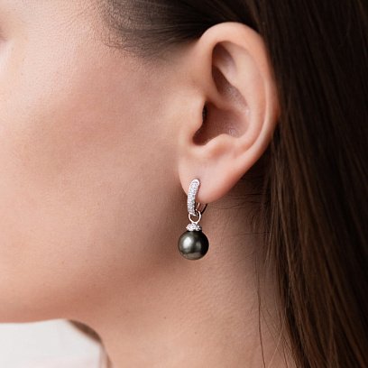 Золоті сережки з діамантами і перлами сб0370ca №2