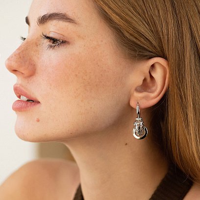 Сережки "Пантера" у білому золоті (фіаніти) с08594 №2