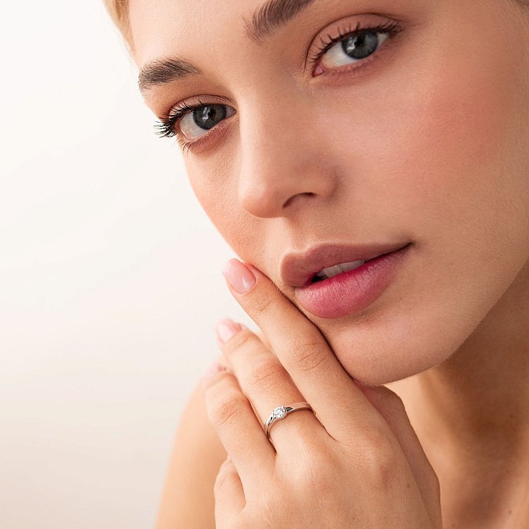 Золота заручальна каблучка з діамантом кб0355y від ювелірного магазину Онікс - 2