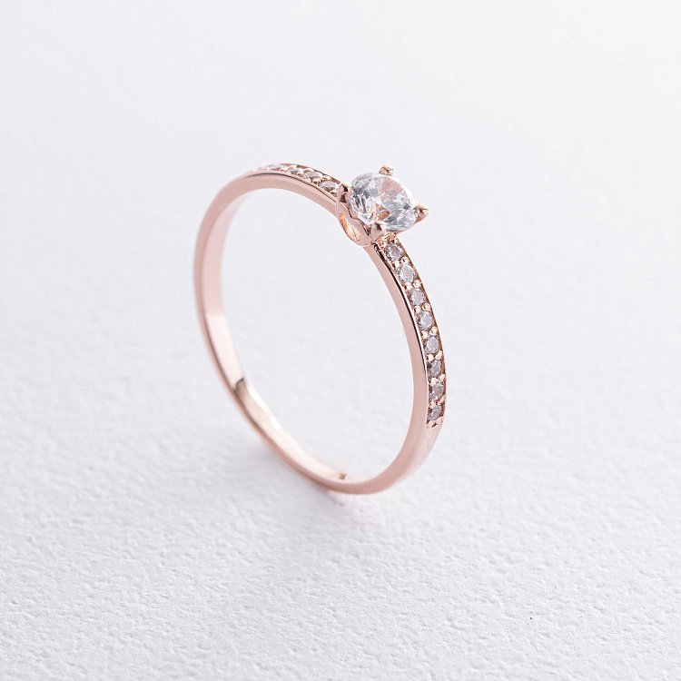 Золота заручальна каблучка "Сердечко" (фіаніти) к07598 від ювелірного магазину Онікс