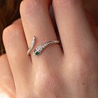 Золотое кольцо "Змея" с бриллиантами и изумрудами кб0449ca от ювелирного магазина Оникс - 6