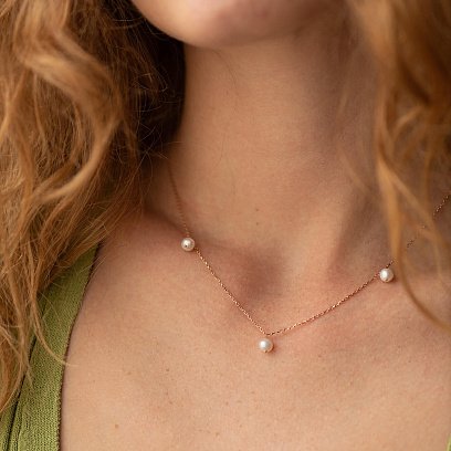 Кольє з перлами (червоне золото) кол02398 №7