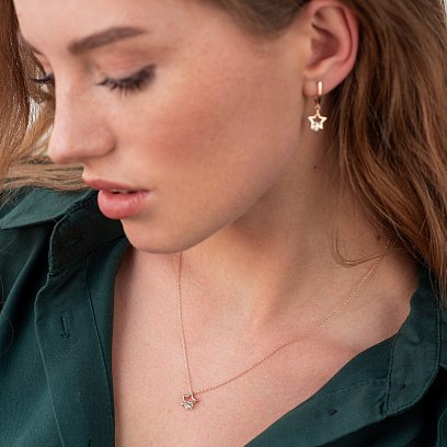 Золотое колье "Звездочка" с фианитом кол01900 №3