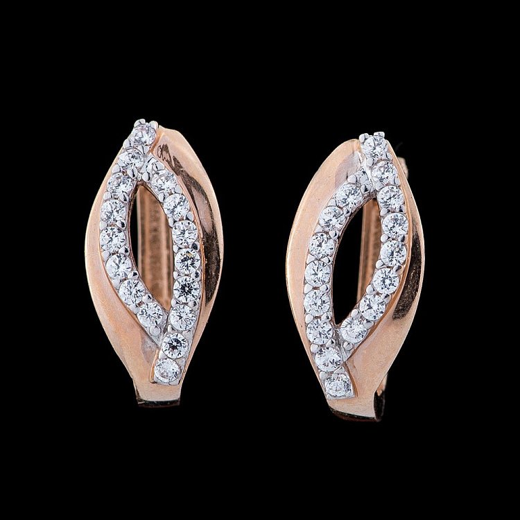 Золоті сережки з фіанітами с02128 від ювелірного магазину Онікс