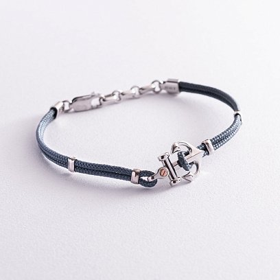 Чоловічий браслет з кевлара з сріблом і золотою вставкою "Якір" Zancan EXB619R-AV №2