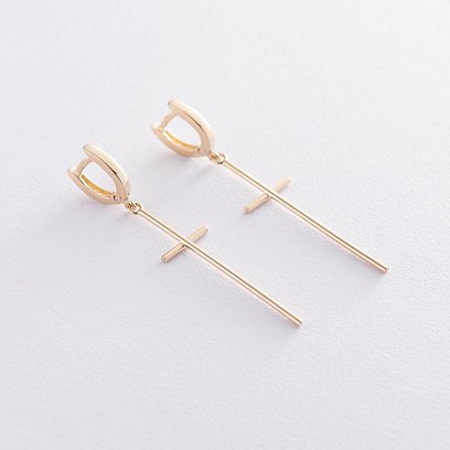 Золотые серьги "Кресты" с06747 №2