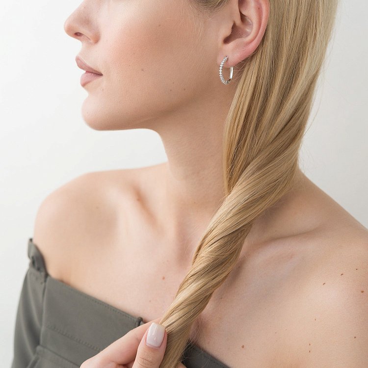 Серебряные серьги (фианит) 12976 от ювелирного магазина Оникс - 4