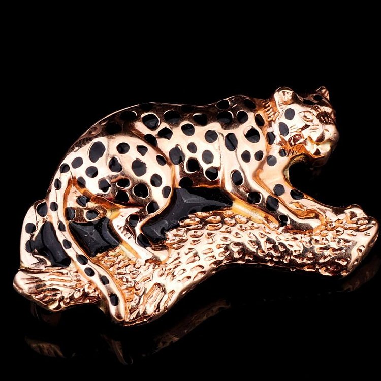 Золотая брошь "Гепард" (эмаль) зак00033 от ювелирного магазина Оникс