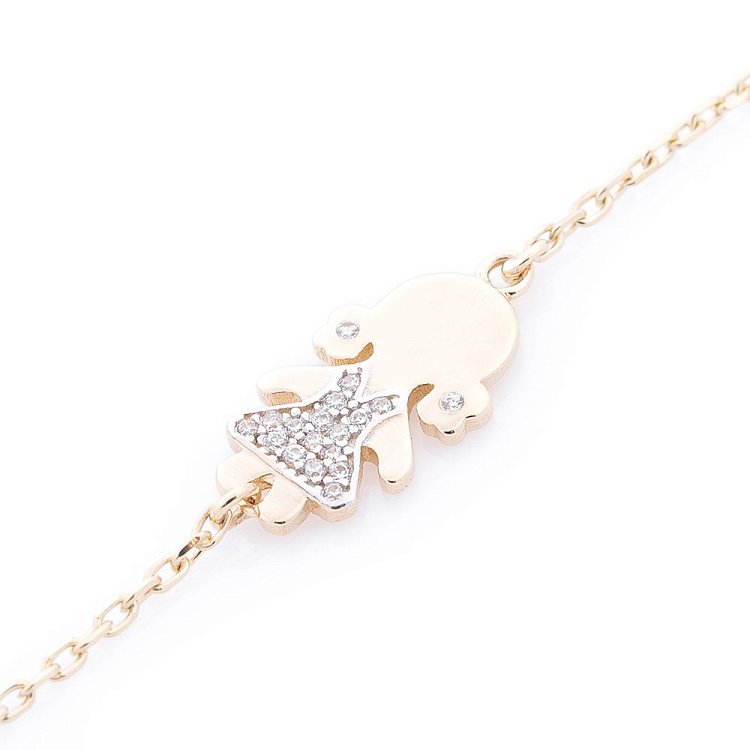 Золотое колье с девочками (фианит) кол01006 от ювелирного магазина Оникс - 1