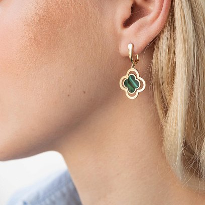 Сережки "Конюшина" в жовтому золоті (емаль) с07779 №2