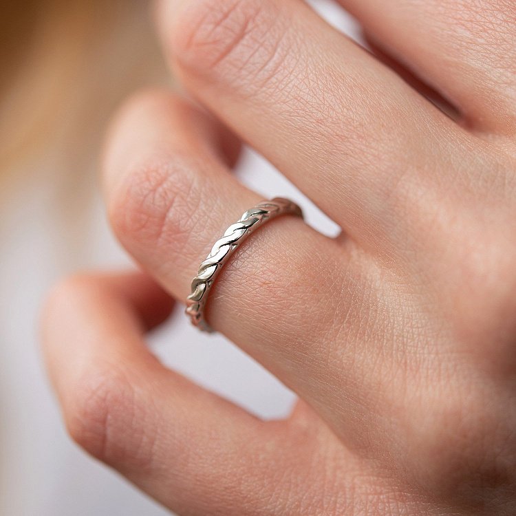 Кольцо "Косичка" в белом золоте к07417 от ювелирного магазина Оникс - 2
