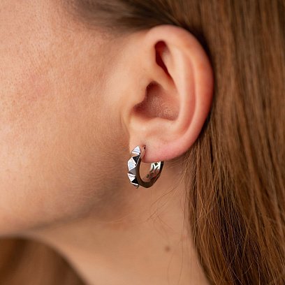 Серьги - кольца в белом золоте с09011 №6