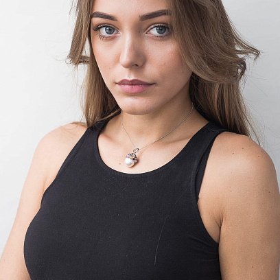 Золотой кулон с жемчугом, бриллиантами и сапфирами пб0049fn №3