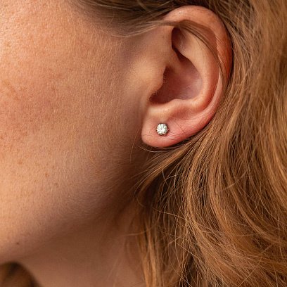 Золоті сережки - пусети з діамантами сб0436ca №2