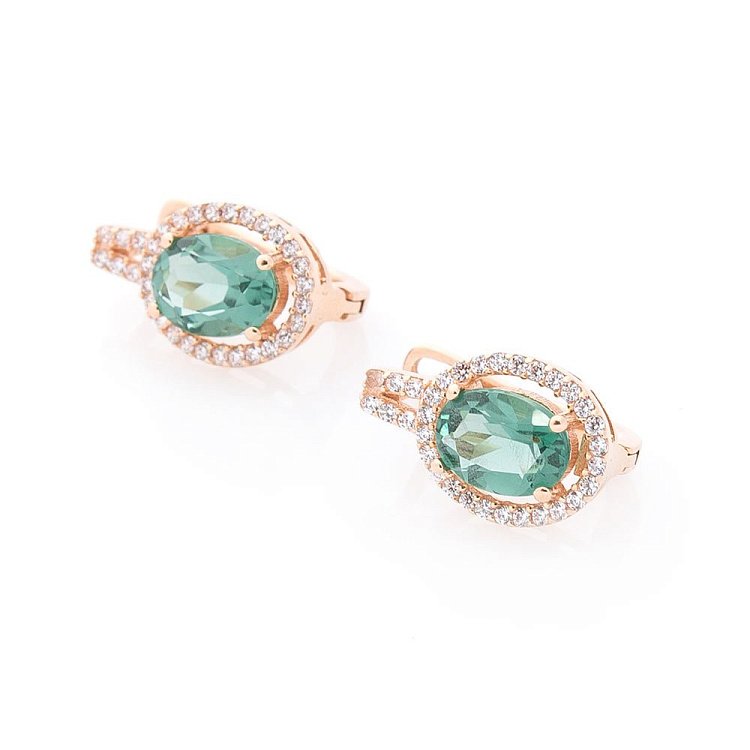 Золоті сережки (празиолит, фіаніти) с04182 від ювелірного магазину Онікс