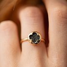 Золотое кольцо "Клевер" с черными бриллиантами 241181622 от ювелирного магазина Оникс - 1