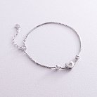 Двойной серебряный браслет с сердечком (эмаль, фианиты) 141283 от ювелирного магазина Оникс
