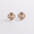 Cерьги - пусеты "Клевер" в желтом золоте с09670 от ювелирного магазина Оникс