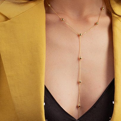 Колье "Шарики" в желтом золоте 2 в 1 кол02064 №3