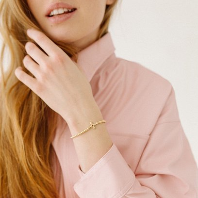 Шариковый браслет "Клевер" в желтом золоте б04436 №3