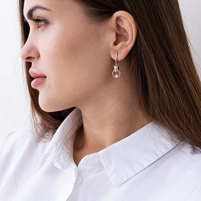 Золотые серьги "Пантера" (фианиты) с07196 №3