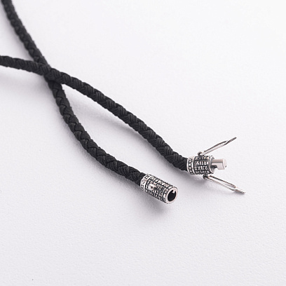 Серебряный шелковый шнурок с серебряными вставками "Псалом 90" 1094шн №6