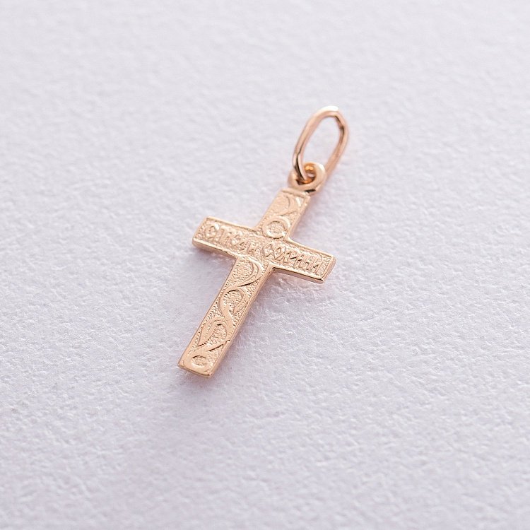 Православний золотий хрест "Розп'яття. Спаси і Сохрани" п00961 від ювелірного магазину Онікс - 1