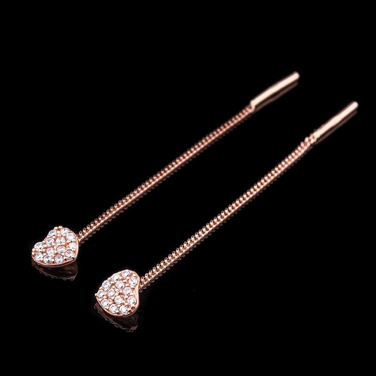 Золотые серьги "Сердца" с фианитами с02930 от ювелирного магазина Оникс