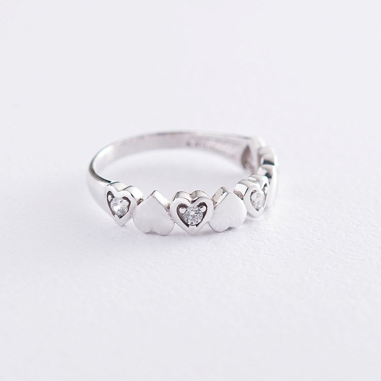 Золота каблучка "Сердечка" (фіаніти) к05595 від ювелірного магазину Онікс