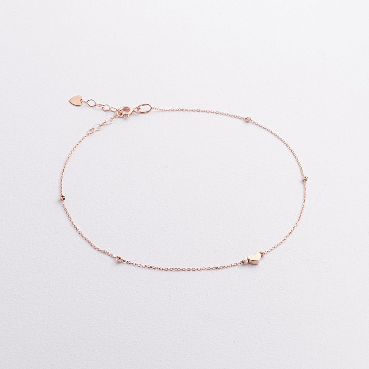 Браслет "Сердечко" в красном золоте (на ногу) б05347 Браслет "Сердечко" в красном золоте (на ногу) б05347 от ювелирного магазина Оникс