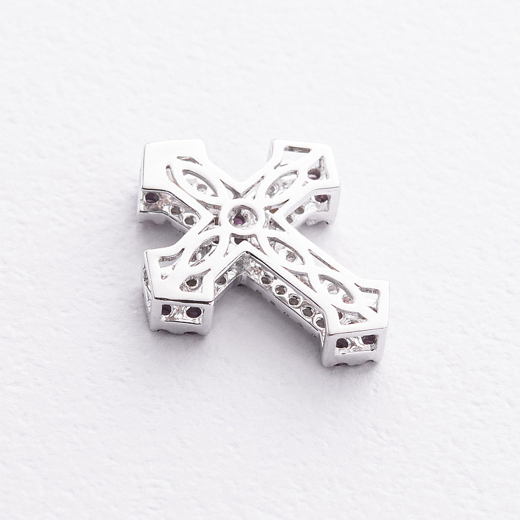 Крестик в белом золоте (бриллианты, рубины) пб0391ca от ювелирного магазина Оникс - 1