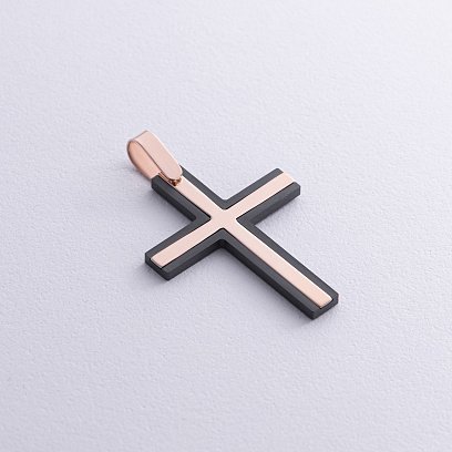 Хрест із червоного золота (циркон) 503-00007