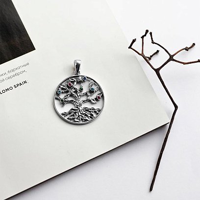 Срібний кулон "Древо життя" (різнокольорові фіаніти) 7284 №4