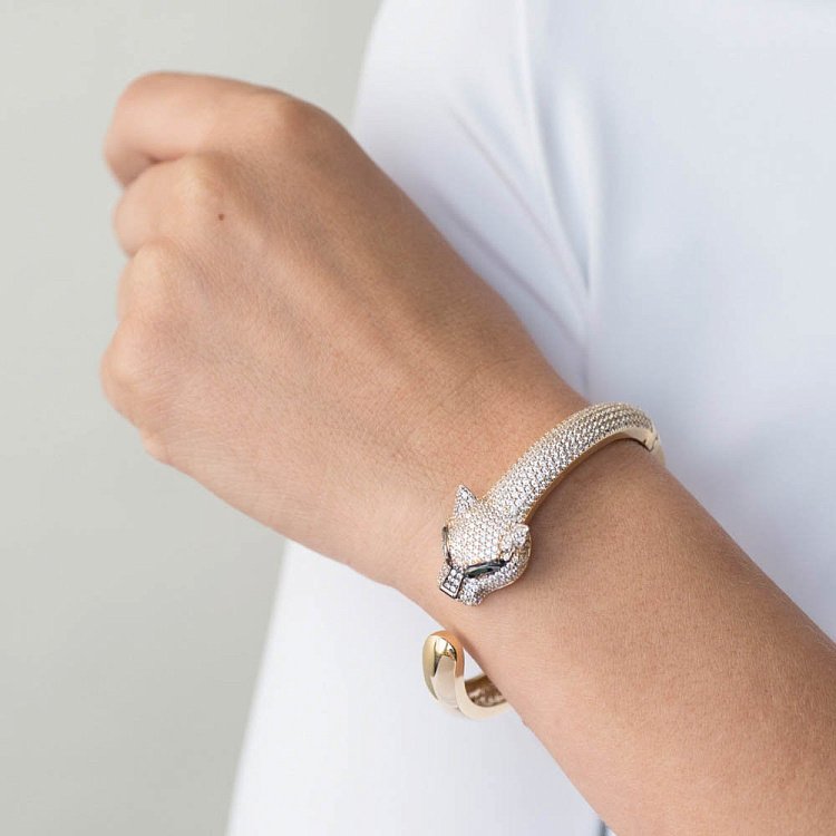 Золотий браслет "Пантера" з фіанітами б03205 від ювелірного магазину Онікс - 3